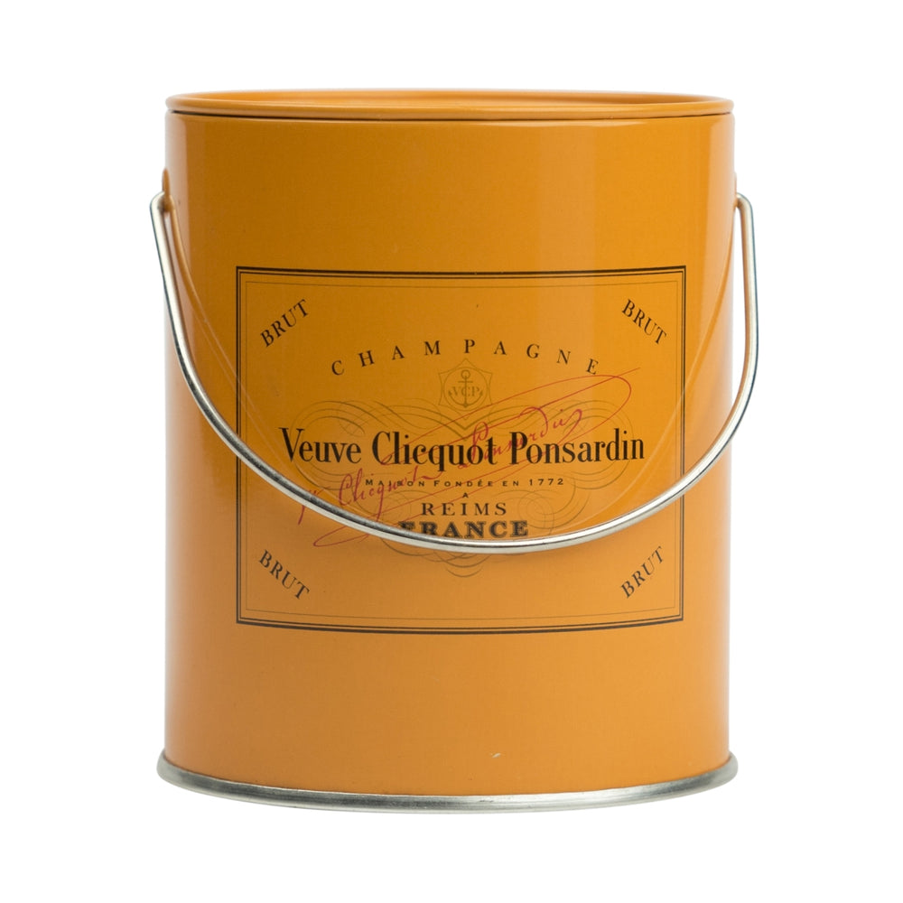 Veuve Cliquot Champagne Mini Paint Box Ozdoba Okrągłe Pomarańczowe Logo Francja Kolor wiadra