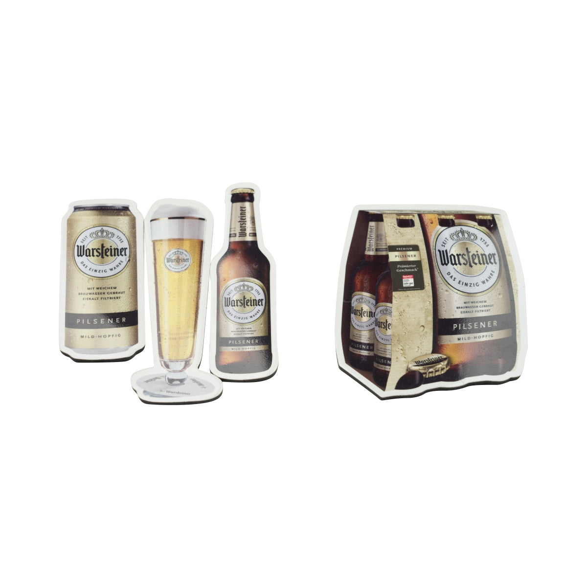 Zestaw magnesów na lodówkę z piwem Warsteiner 4 sztuki pamiątkowa tablica ścienna bar