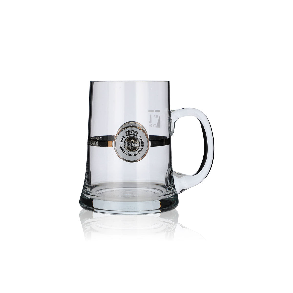Kufel do piwa Warsteiner, kufel Seidel, kufel z uchwytem, 0,4 l, białe logo