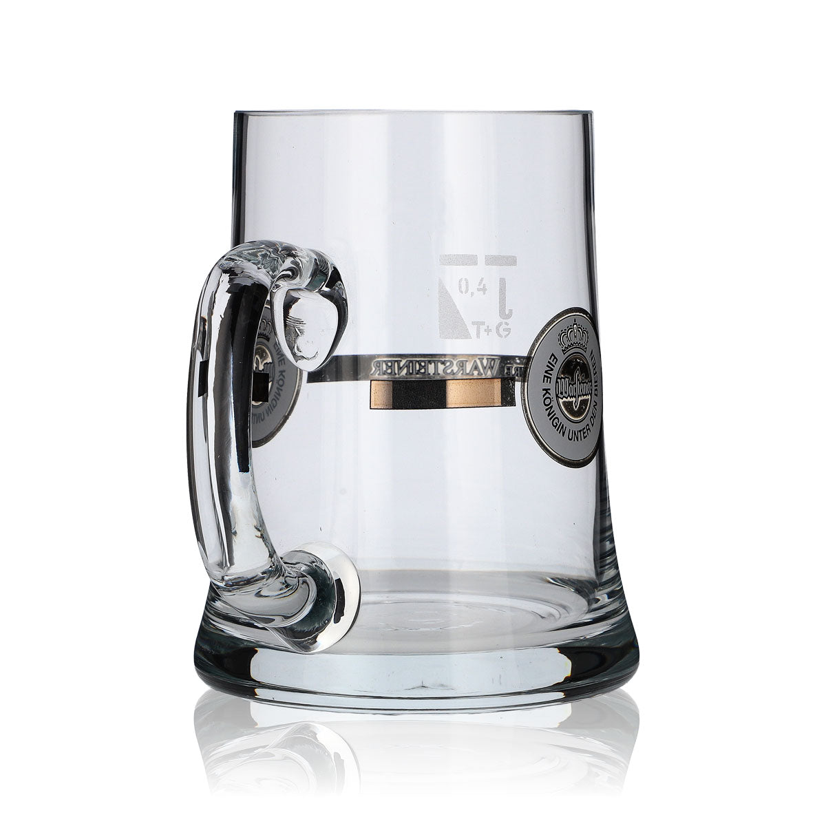Kufel do piwa Warsteiner, kufel Seidel, kufel z uchwytem, 0,4 l, białe logo – Widok 3