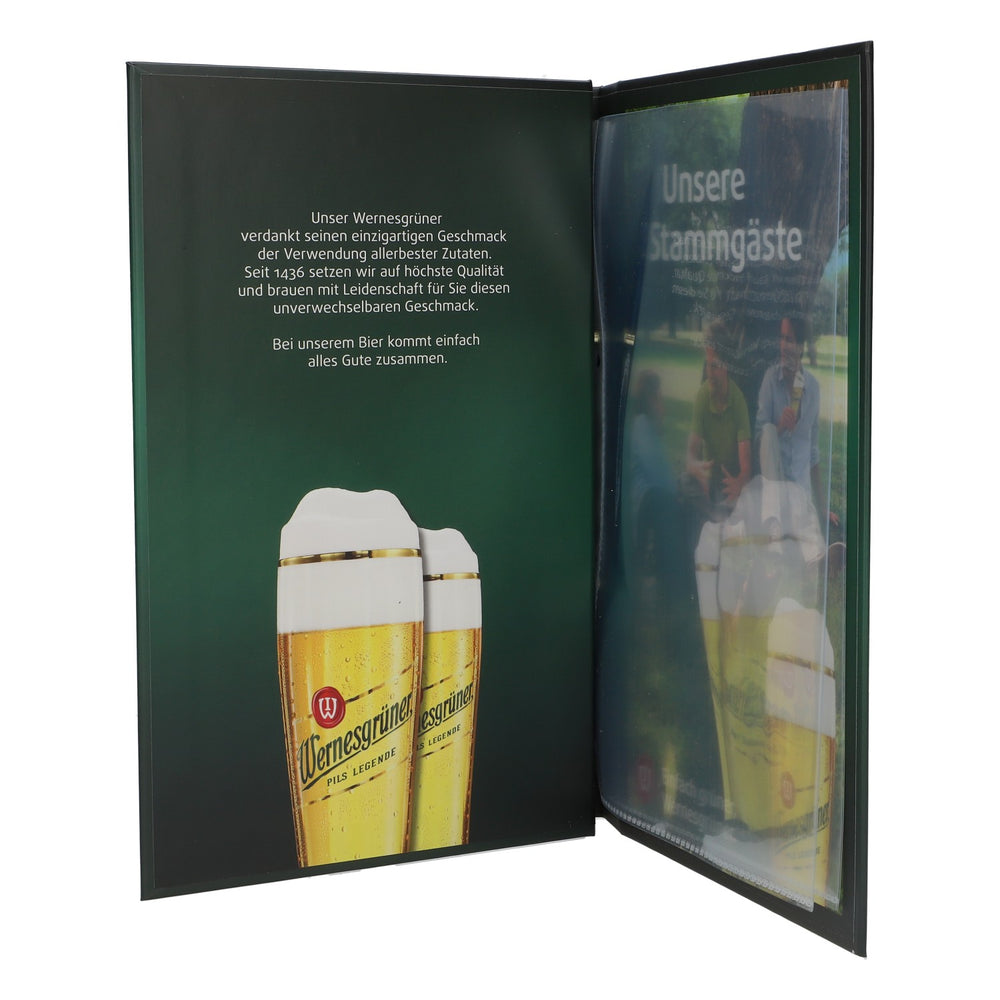 Wernesgrüner Bier Menu foliowane Menu Restauracja Teczka Zielona Mała