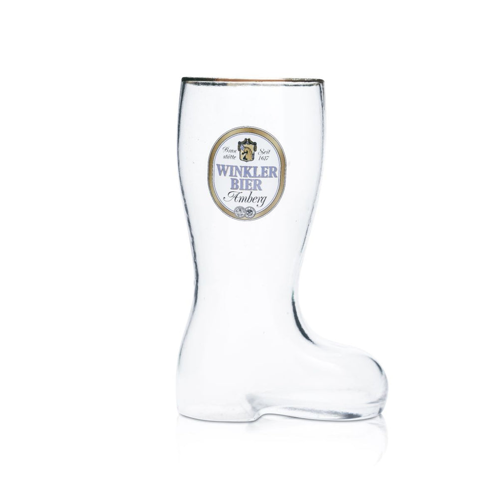 Winkler Amberg szklanka do piwa 0.35l Stiefel szklanka ze złotym brzegiem browar kolekcjoner koneser