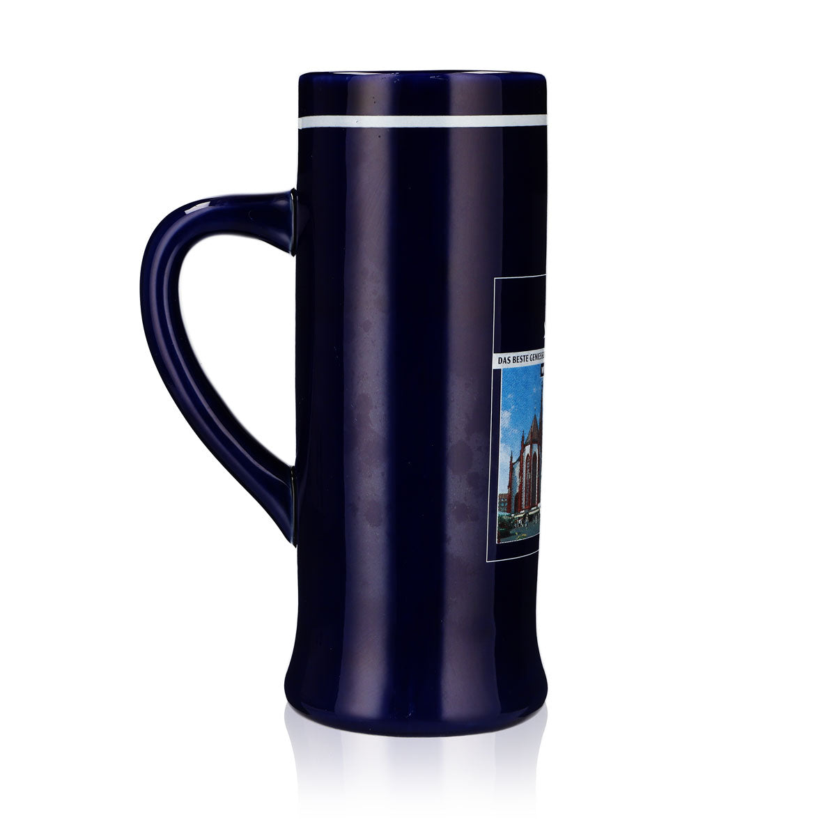 Szklanka do piwa Würzburger Hofbräu, ceramika, kufel 0,55 l, niebieska, Sahm – Widok 3